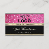 Pink Glitter Sparkle Stars toevoegen Logo Gold en  Visitekaartje (Voorkant)