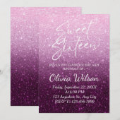 Pink Glitter Sparkles Ombre Sweet 16 Kaart (Voorkant / Achterkant)