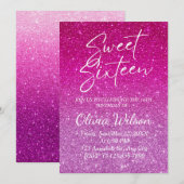 Pink Glitter Sparkles Ombre Sweet 16 Kaart (Voorkant / Achterkant)