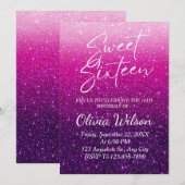 Pink Glitter Sparkles Ombre Sweet 16 Kaart (Voorkant / Achterkant)