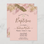 Pink Glitter Splash Baptism Budget Invitations (Voorkant / Achterkant)