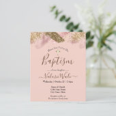 Pink Glitter Splash Baptism Budget Invitations (Staand voorkant)