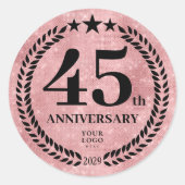  Pink Glitter Style 45th Anniversary Business Logo Ronde Sticker (Voorkant)