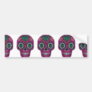 pink glitter sugar skull bumpersticker