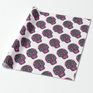 pink glitter sugar skull cadeaupapier