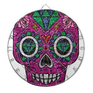 pink glitter sugar skull dartbord