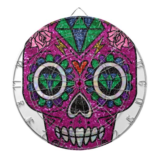pink glitter sugar skull dartbord (Voorkant)