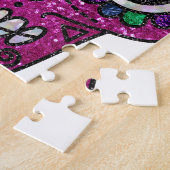 pink glitter sugar skull legpuzzel (Zijkant)