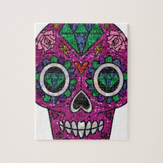 pink glitter sugar skull legpuzzel (Verticaal)