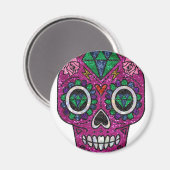 pink glitter sugar skull magneet (Voorkant / Achterkant)