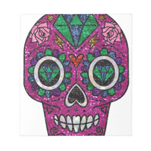 pink glitter sugar skull notitieblok