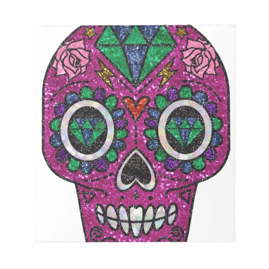 pink glitter sugar skull notitieblok (Voorkant)