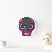 pink glitter sugar skull ronde klok (Huis)