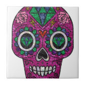 pink glitter sugar skull tegeltje (Voorkant)