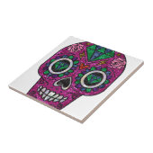 pink glitter sugar skull tegeltje (Zijkant)