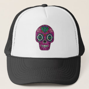 pink glitter sugar skull trucker pet