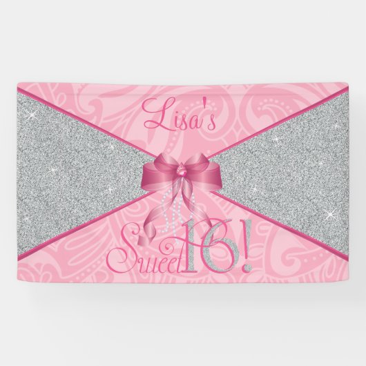 Pink Glitter, Sweet 16 Spandoek (Horizontaal)