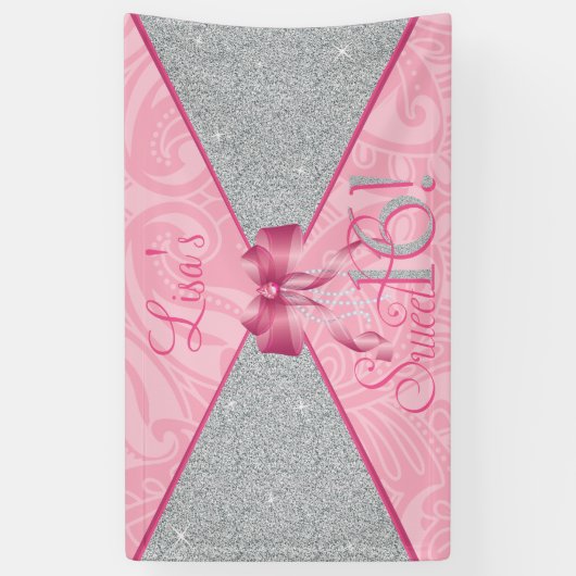 Pink Glitter, Sweet 16 Spandoek (Verticaal)