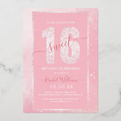 Pink Glitter Sweet 16 Verjaardag Uitnodiging voor (Voorkant)