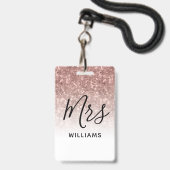 Pink Glitter Teacher Aangepaste naam Lanyard ID Ba Badge (Front with Lanyard)