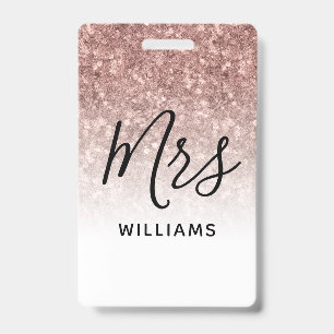 Pink Glitter Teacher Aangepaste naam Lanyard ID Ba Badge