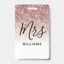 Pink Glitter Teacher Aangepaste naam Lanyard ID Ba