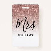 Pink Glitter Teacher Aangepaste naam Lanyard ID Ba Badge (Voorkant)