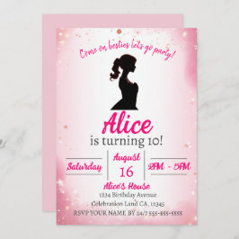 Pink Glitter thema pop verjaardag Kaart