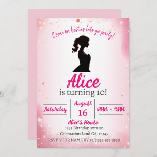 Pink Glitter thema pop verjaardag Kaart