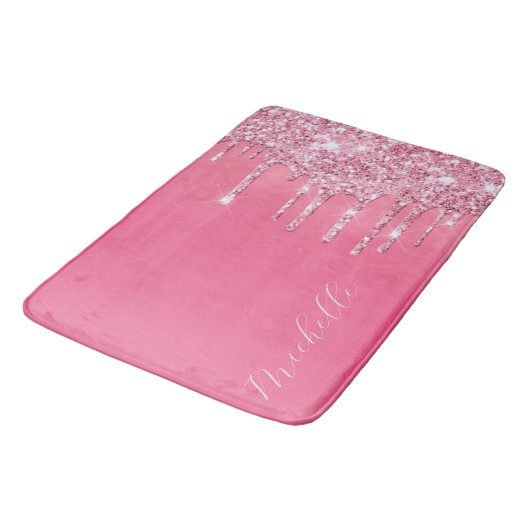 Pink Glitter Trendy Monogram Badmat (Gekanteld)