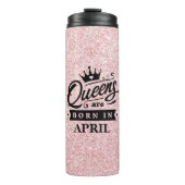 Pink Glitter Verjaardag Meisje Queens worden gebor Thermosbeker (Voorkant)
