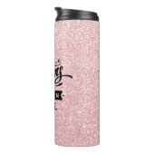 Pink Glitter Verjaardag Meisje Queens worden gebor Thermosbeker (Geroteerd rechts)