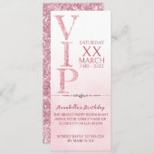 Pink Glitter VIP Ticket Kaart (Voorkant / Achterkant)
