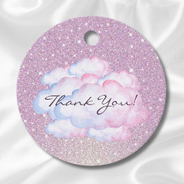 Pink Glitter Waterverf Cloud Baby shower Bedankjes Labels
