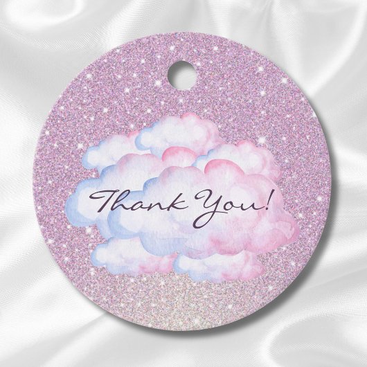 Pink Glitter Waterverf Cloud Baby shower Bedankjes Labels