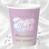 Pink Glitter Waterverf Cloud Baby shower Papieren Bekers