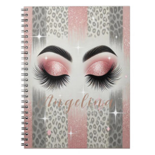 Pink Glitter Wimpers Leopard Notitieboek