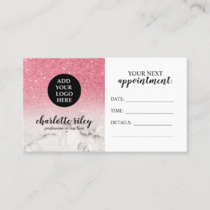 Pink Glitter wit Marble Cursive Uw Logo toevoegen Visitekaartje