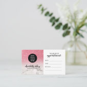 Pink Glitter wit Marble Cursive Uw Logo toevoegen Visitekaartje (Staand voorkant)