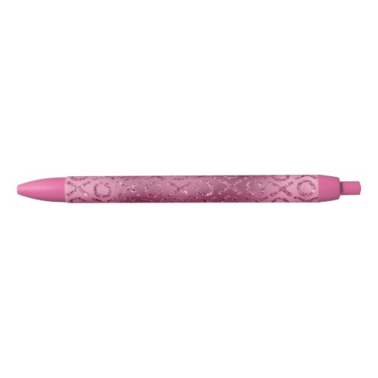 Pink Glitter XOXO Zwarte Inkt Pen (Voorkant)