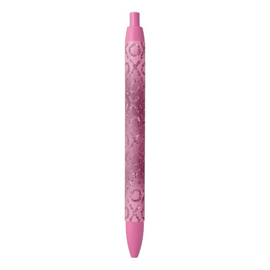 Pink Glitter XOXO Zwarte Inkt Pen (Voorkant Verticaal)