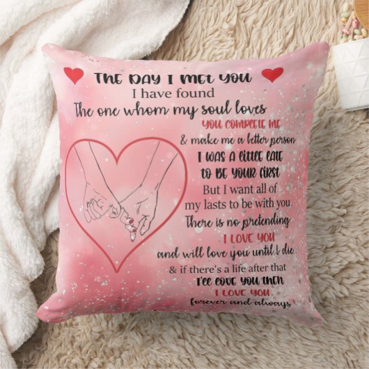 Pink Glittered Romantic Love Quote Kussen (Deken)