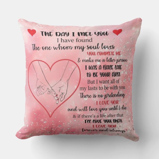 Pink Glittered Romantic Love Quote Kussen (Voorkant)