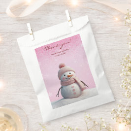 Pink Glitters Winter Snowman Baby shower Bedankzakje