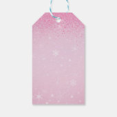 Pink Glitters Winter Snowman Baby shower Cadeaulabel (Achterkant)