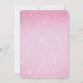 Pink Glitters Winter Snowman Baby shower Kaart (Achterkant)