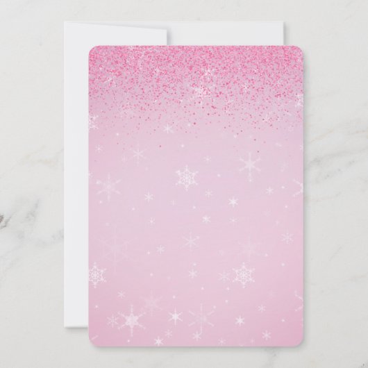 Pink Glitters Winter Snowman Baby shower Kaart (Achterkant)