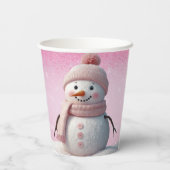 Pink Glitters Winter Snowman Baby shower Papieren Bekers (Achterkant)