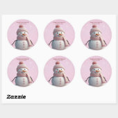 Pink Glitters Winter Snowman Baby shower Ronde Sticker (Vel)