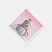 Pink Glitters Winter Snowman Baby shower Servet (Hoek)